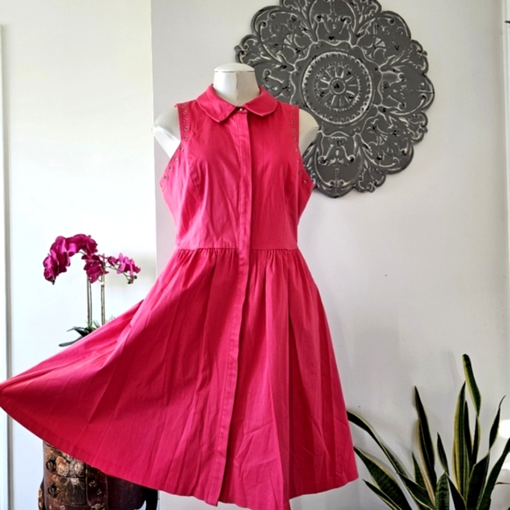 Jessica Simpson Coral Sleeveless Preppy Feminine Colar Coquette Dress Size 12